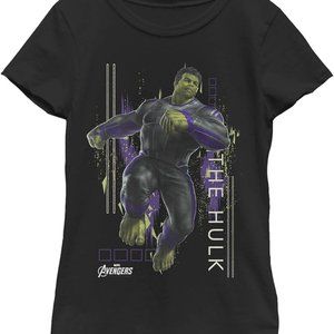 MARVEL Girls Black T-Shirt XS (3/4) Hulk Glitch AVENGERS Endgame NEW Tee